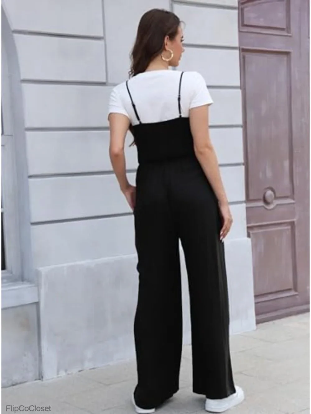 Linen Wide Leg Jumpsuit Sleeveless Romper with Pockets